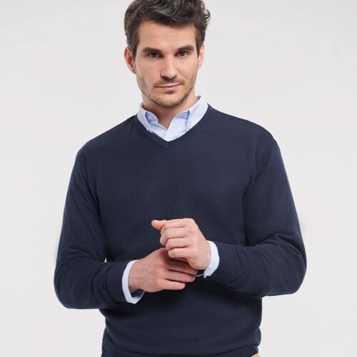 Russell Collection Cotton Acrylic V Neck Sweater Thumbnail